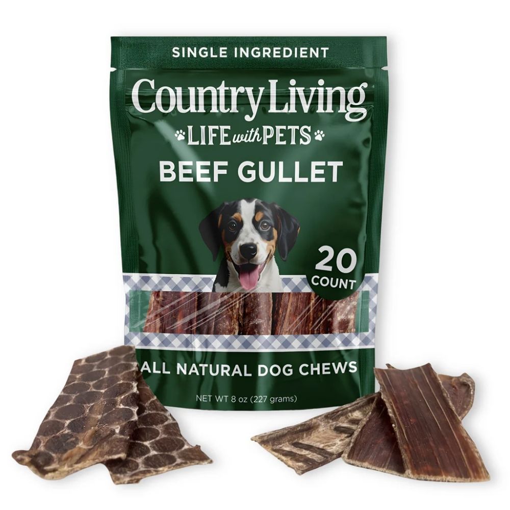 Country Living 6” Gullet Flats Dog Treats – 20 Count Bag – All-Natural Beef Esophagus Chews – High-Protein, Easily Digestible, Single-Ingredient Dog Treats – Grain-Free & Long-Lasting by American Pet Supplies