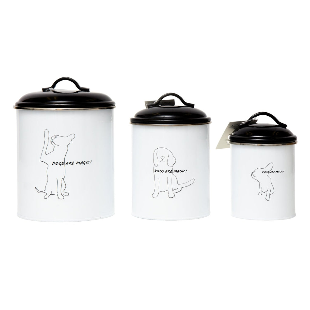 Country Living Set of 3 Pet Treat Storage Canisters – Black & White by American Pet Supplies