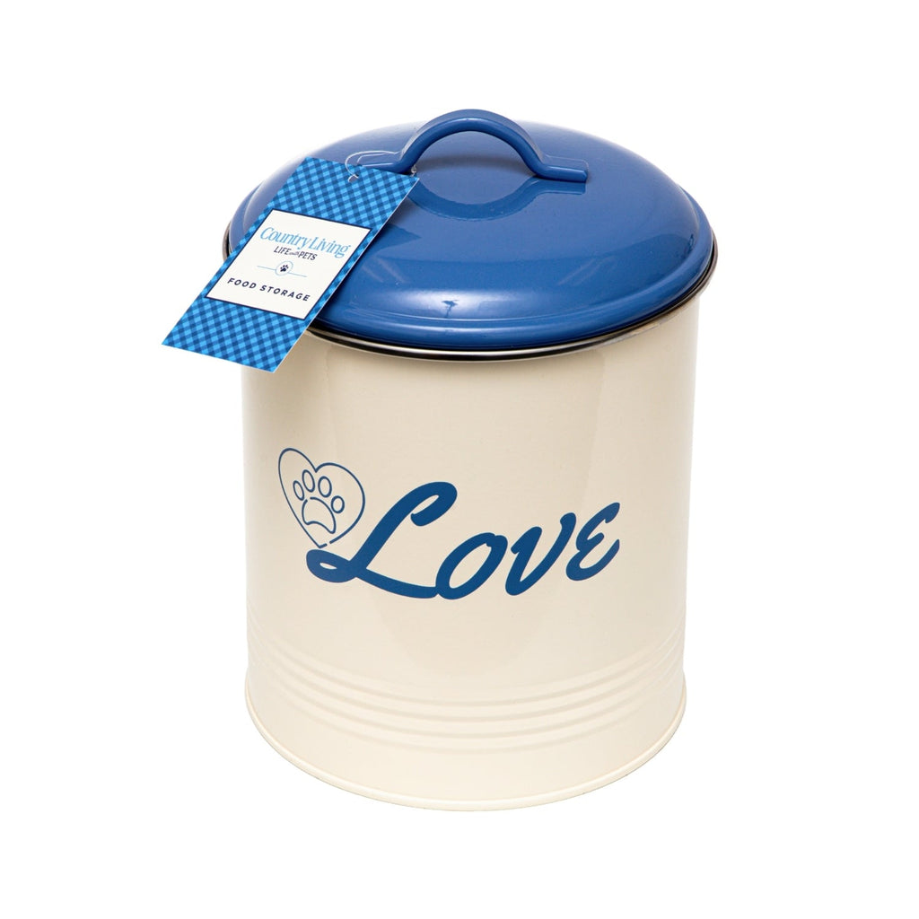 Country Living Set of 3 Pet Treat Canisters, Dog Treat Storage – French Blue Lid by American Pet Supplies