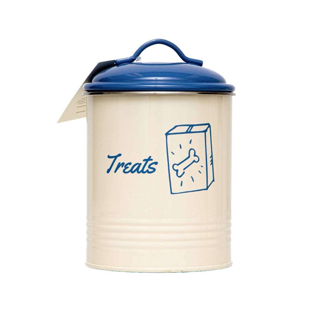 Country Living Set of 3 Pet Treat Canisters, Dog Treat Storage – French Blue Lid by American Pet Supplies