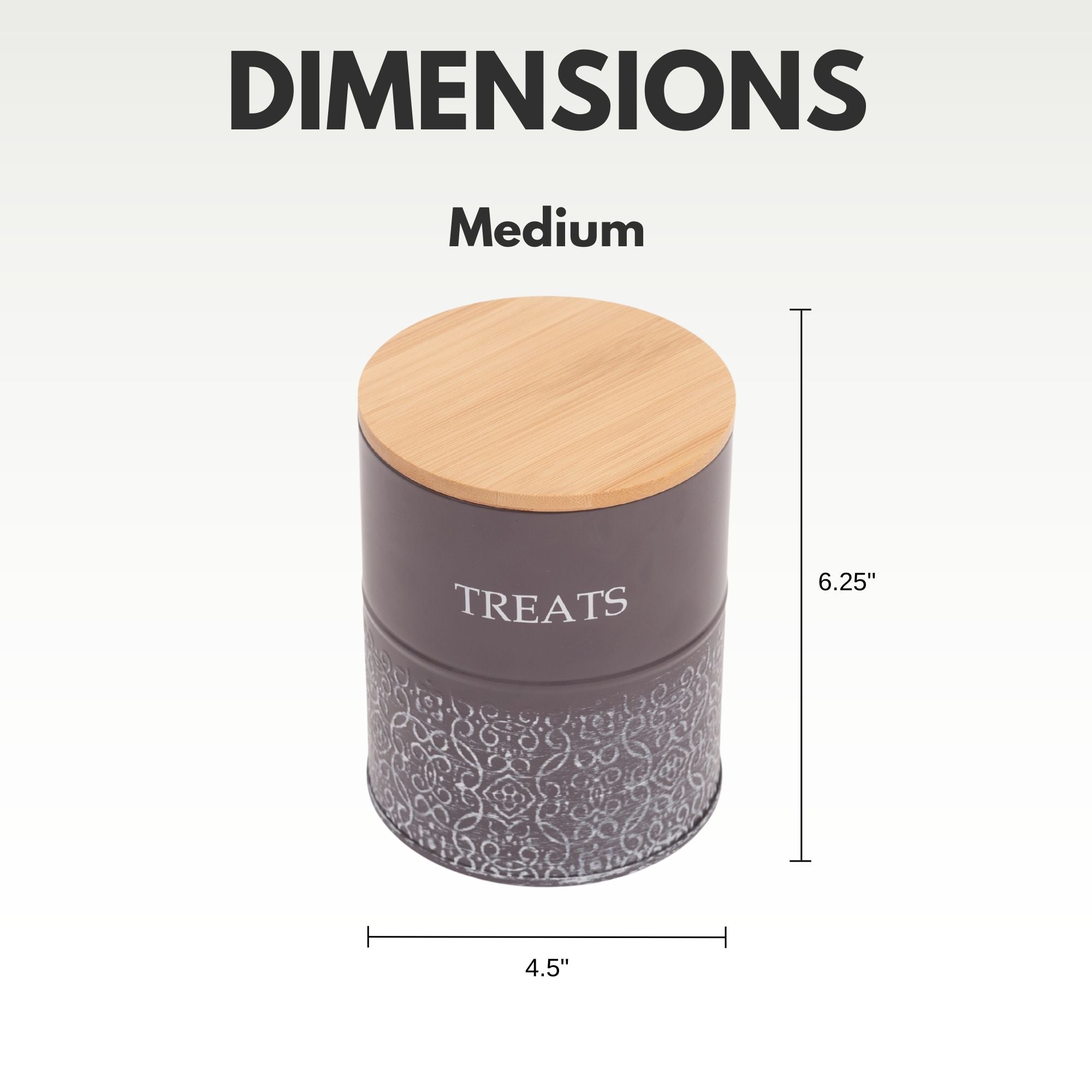 Country Living Dog Treat Canisters - Set of 2 Carbon Steel Jars with Bamboo Lids – Volcanic Gray by American Pet Supplies