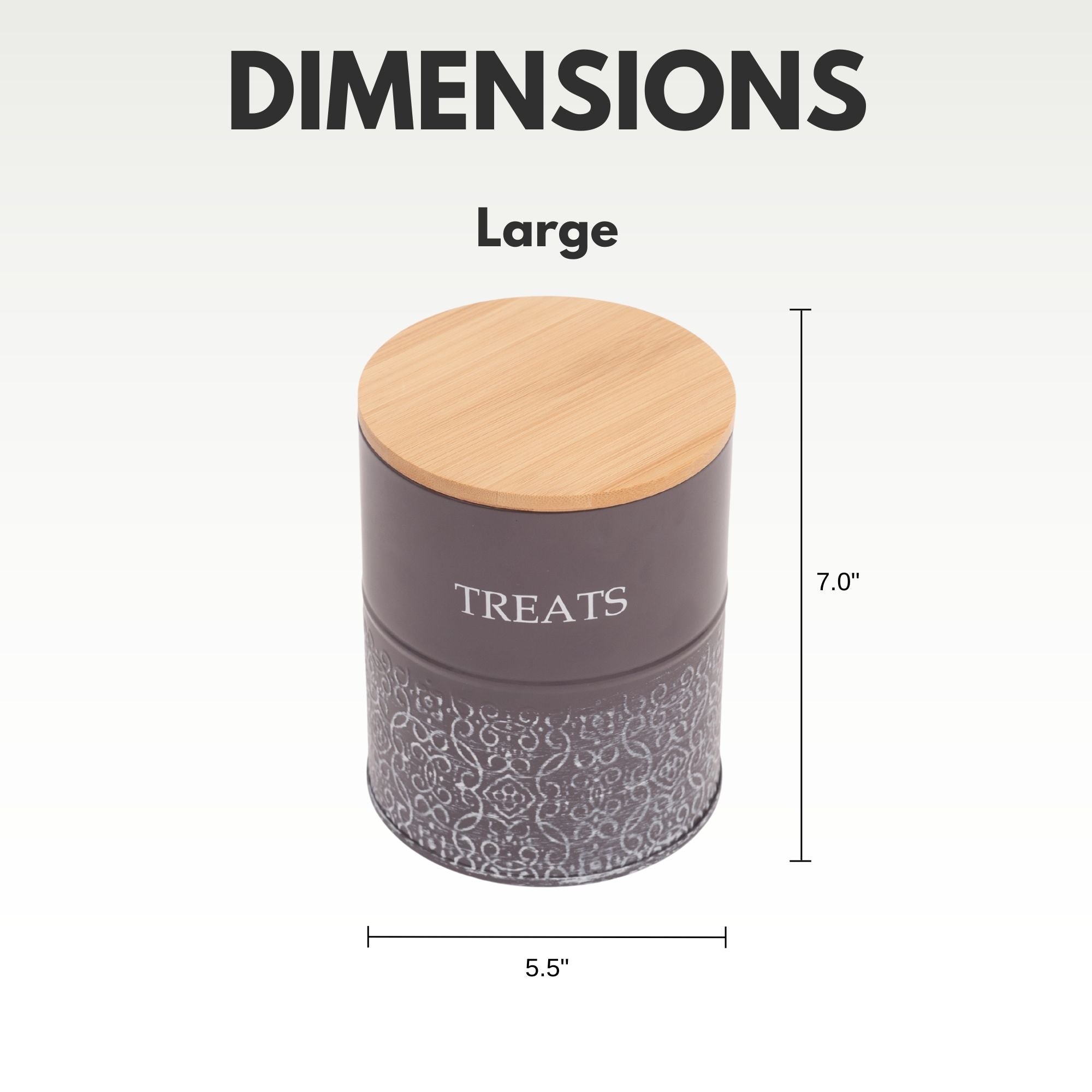 Country Living Dog Treat Canisters - Set of 2 Carbon Steel Jars with Bamboo Lids – Volcanic Gray by American Pet Supplies