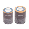 Country Living Dog Treat Canisters - Set of 2 Carbon Steel Jars with Bamboo Lids – Volcanic Gray by American Pet Supplies