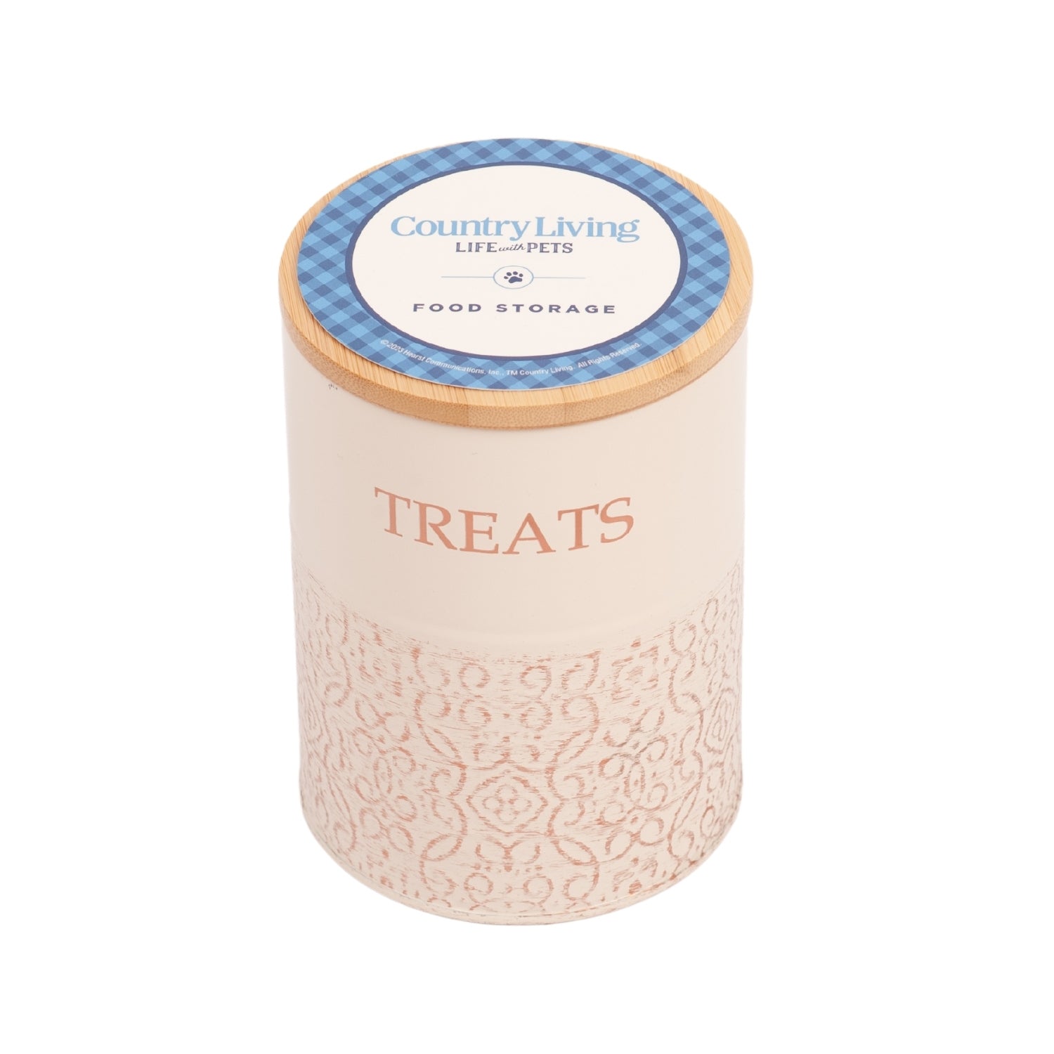 Country Living Dog Treat Canisters - Set of 2 Carbon Steel Jars with Bamboo Lids – White Swan by American Pet Supplies