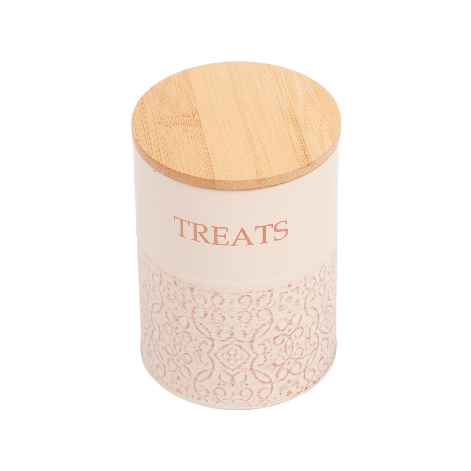 Country Living Dog Treat Canisters - Set of 2 Carbon Steel Jars with Bamboo Lids – White Swan by American Pet Supplies
