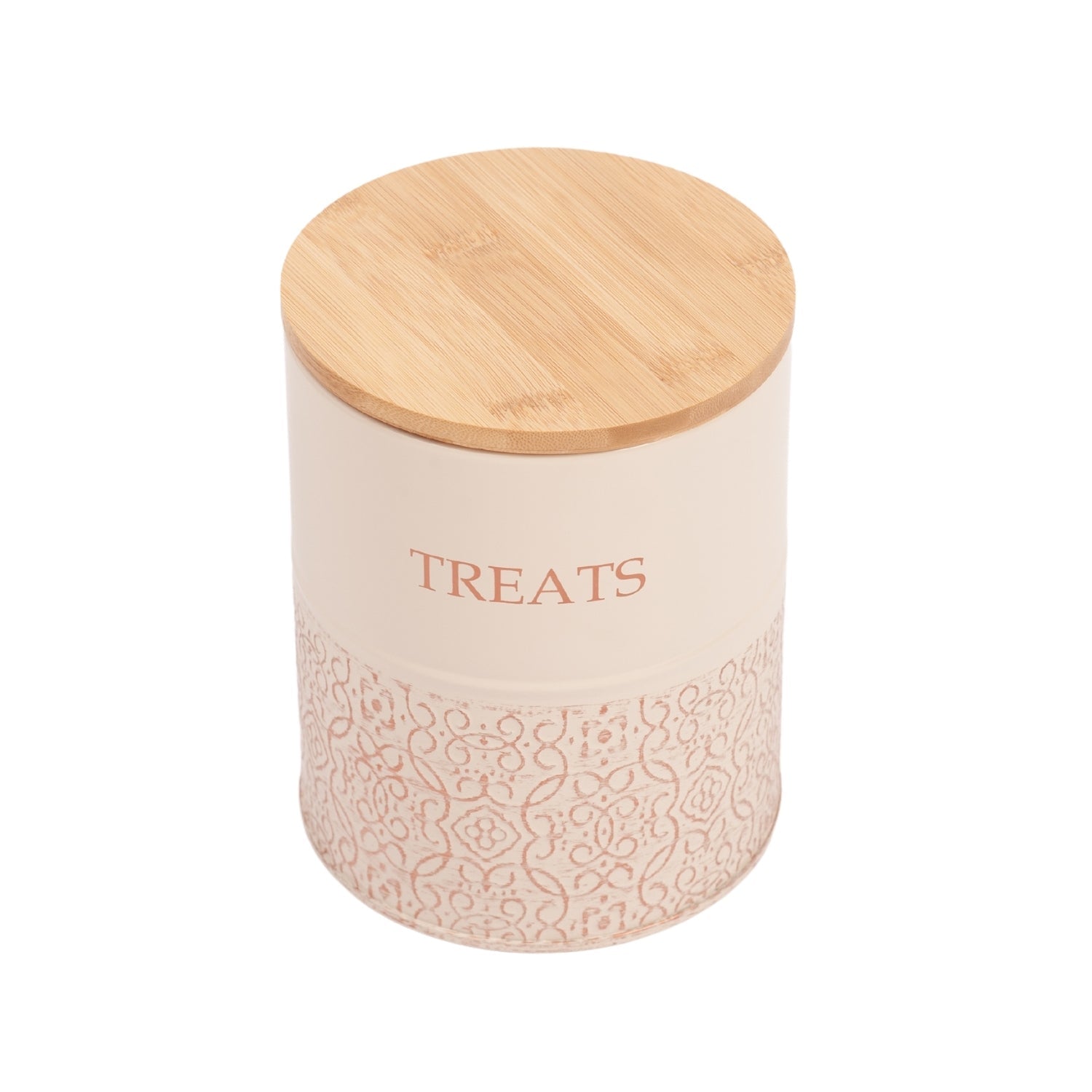 Country Living Dog Treat Canisters - Set of 2 Carbon Steel Jars with Bamboo Lids – White Swan by American Pet Supplies