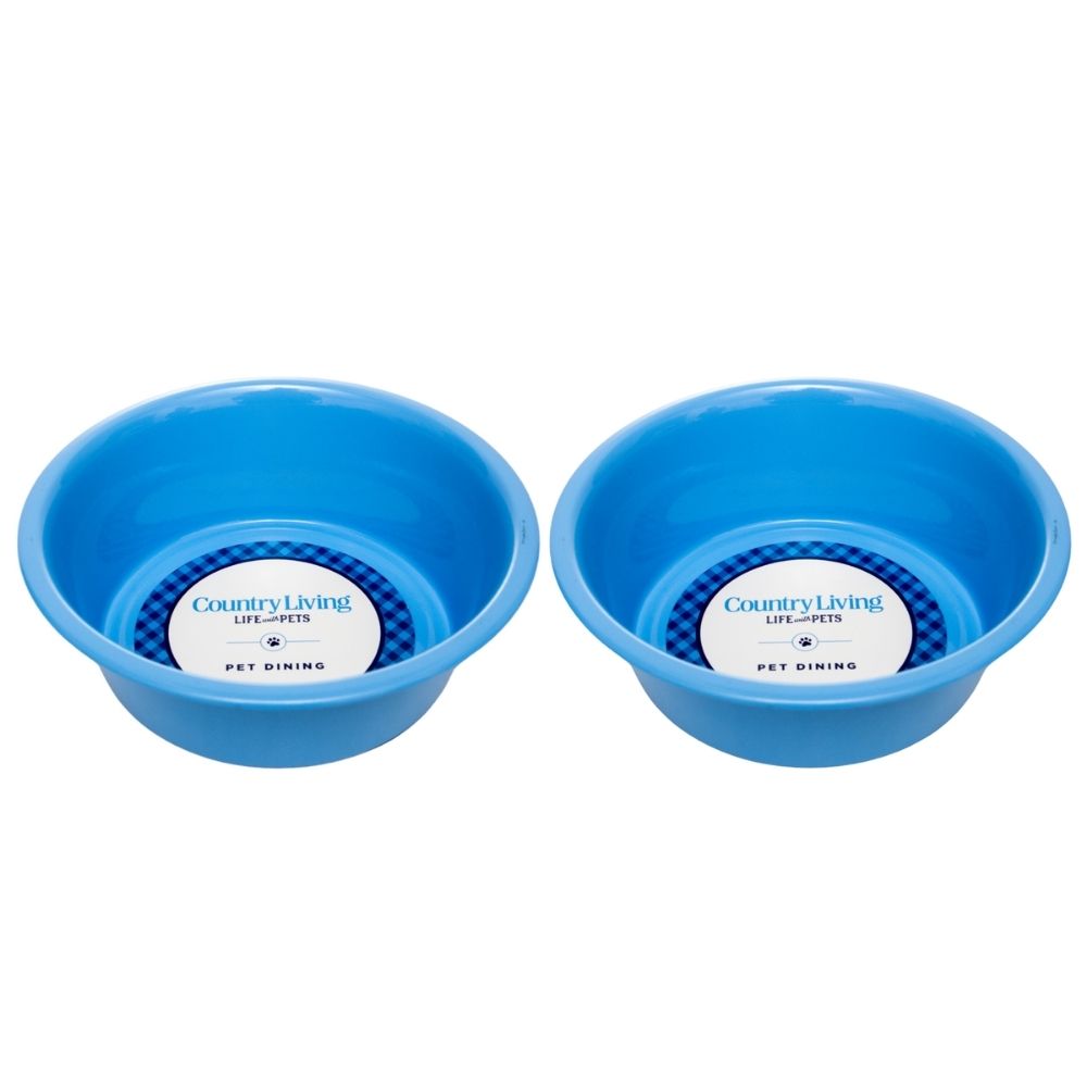 Country Living Set of 2 Coated Stainless Steel Heavy Dog Bowls - Ideal for Medium to Large Breeds by American Pet Supplies