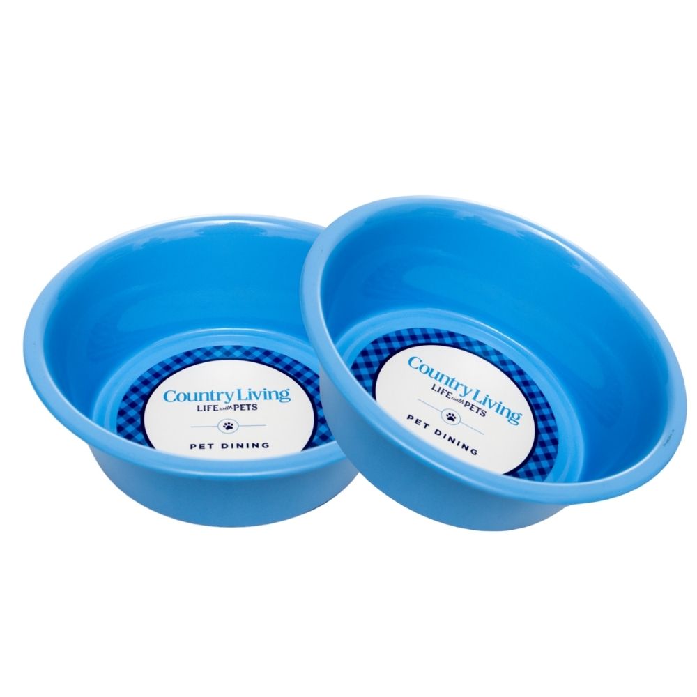 Country Living Set of 2 Coated Stainless Steel Heavy Dog Bowls - Ideal for Medium to Large Breeds by American Pet Supplies