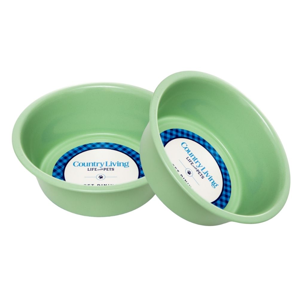 Country Living Set of 2 Coated Stainless Steel Heavy Dog Bowls - Ideal for Medium to Large Breeds by American Pet Supplies