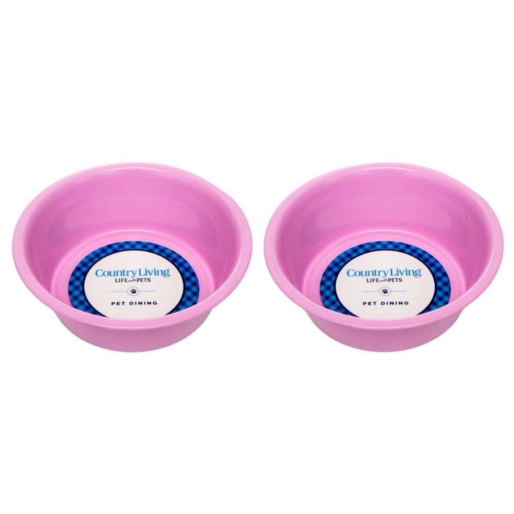 Country Living Set of 2 Coated Stainless Steel Heavy Dog Bowls - Ideal for Medium to Large Breeds by American Pet Supplies