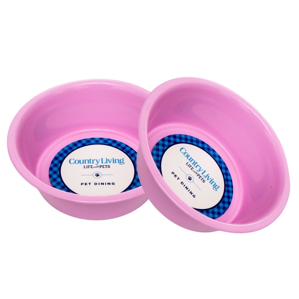 Country Living Set of 2 Coated Stainless Steel Heavy Dog Bowls - Ideal for Medium to Large Breeds by American Pet Supplies