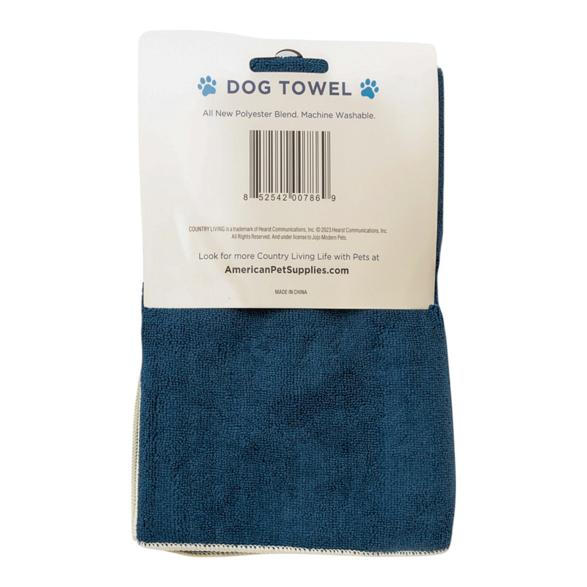 Country Living Large Marine Blue Microfiber Dog Bath Towel with Embroidered Paw Print by American Pet Supplies