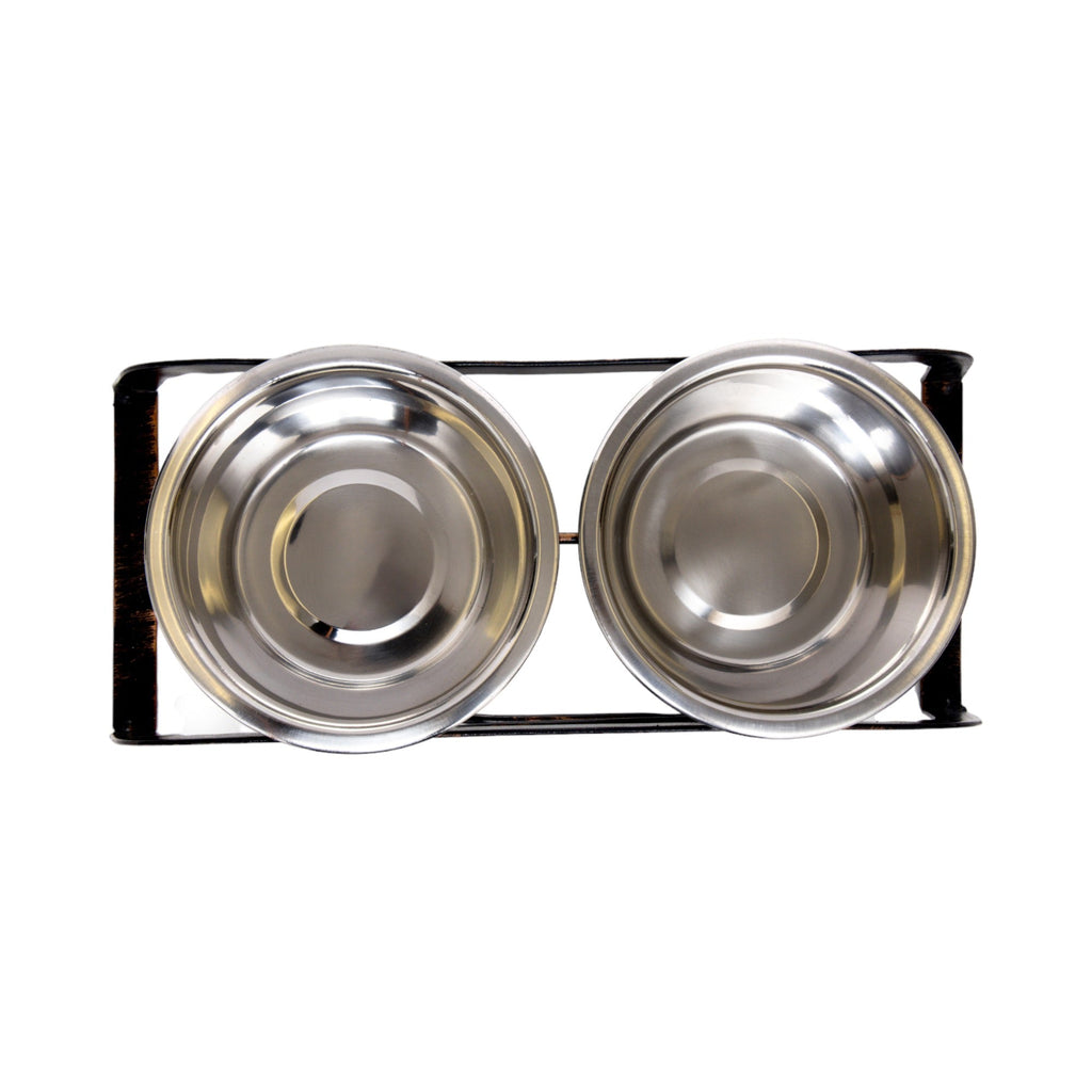 Country Living Rustic Dog Bone Elevated Feeder with 2 Stainless Steel Bowls by American Pet Supplies