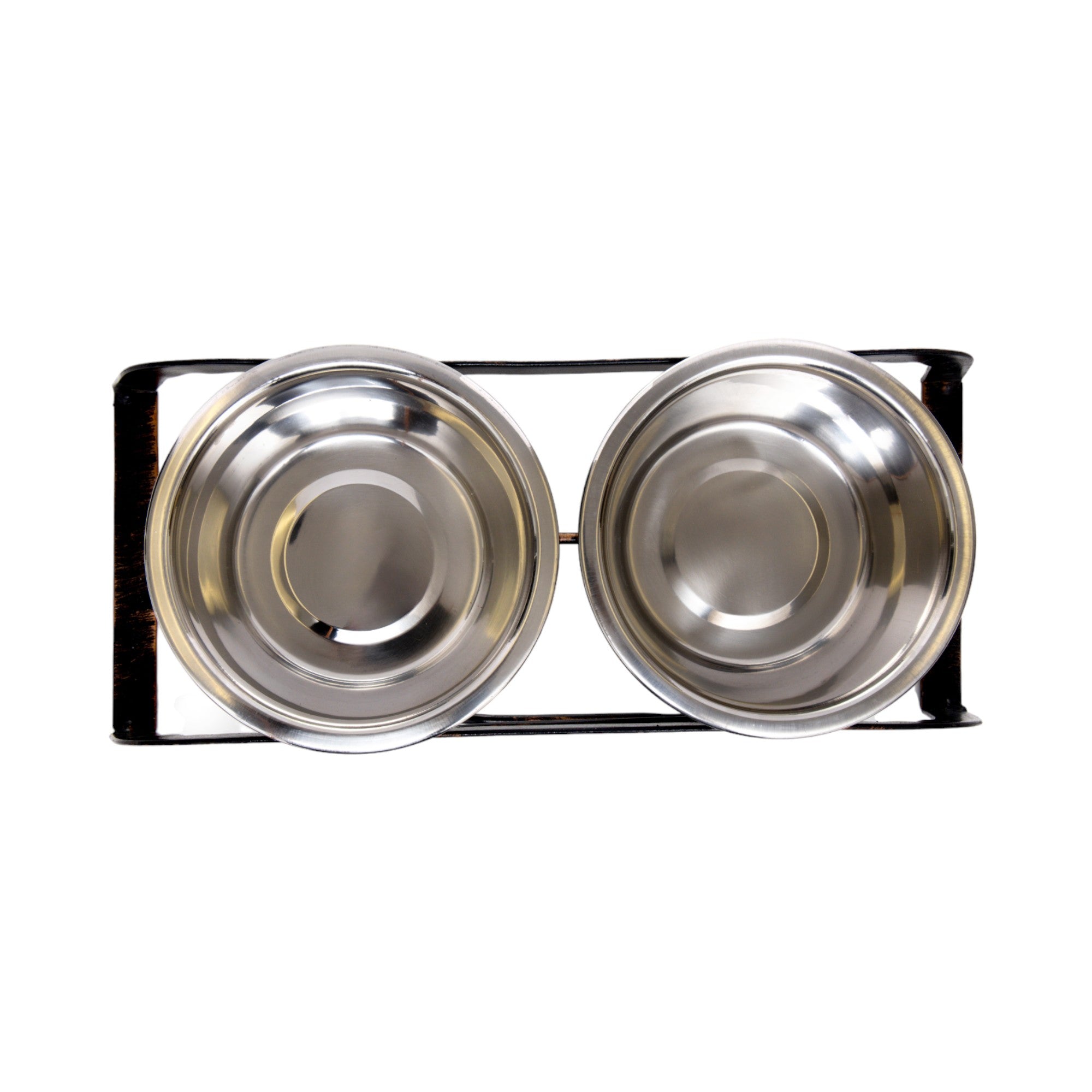 Country Living Rustic Dog Bone Elevated Feeder with 2 Stainless Steel Bowls by American Pet Supplies