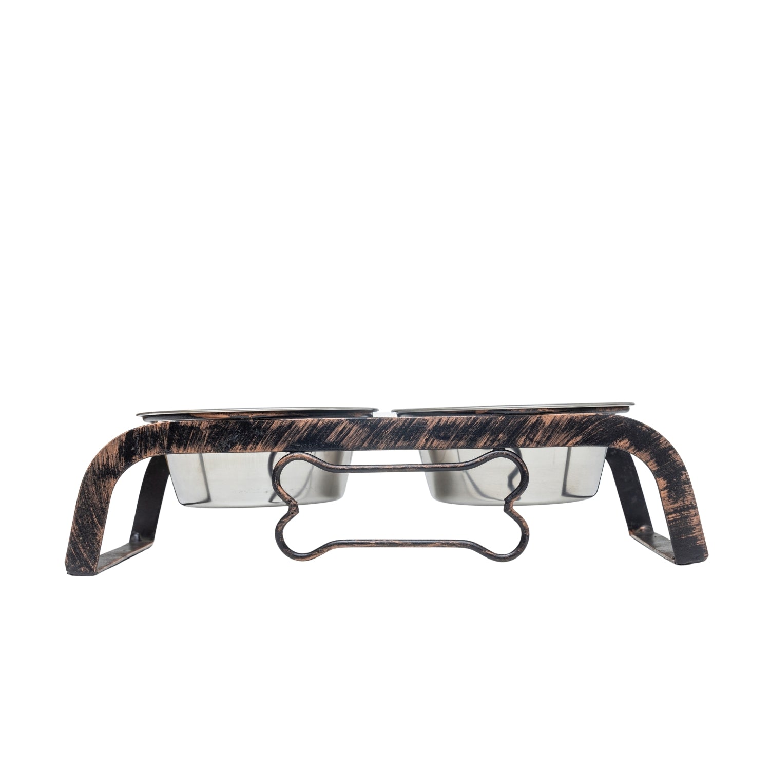 Country Living Rustic Dog Bone Elevated Feeder with 2 Stainless Steel Bowls by American Pet Supplies