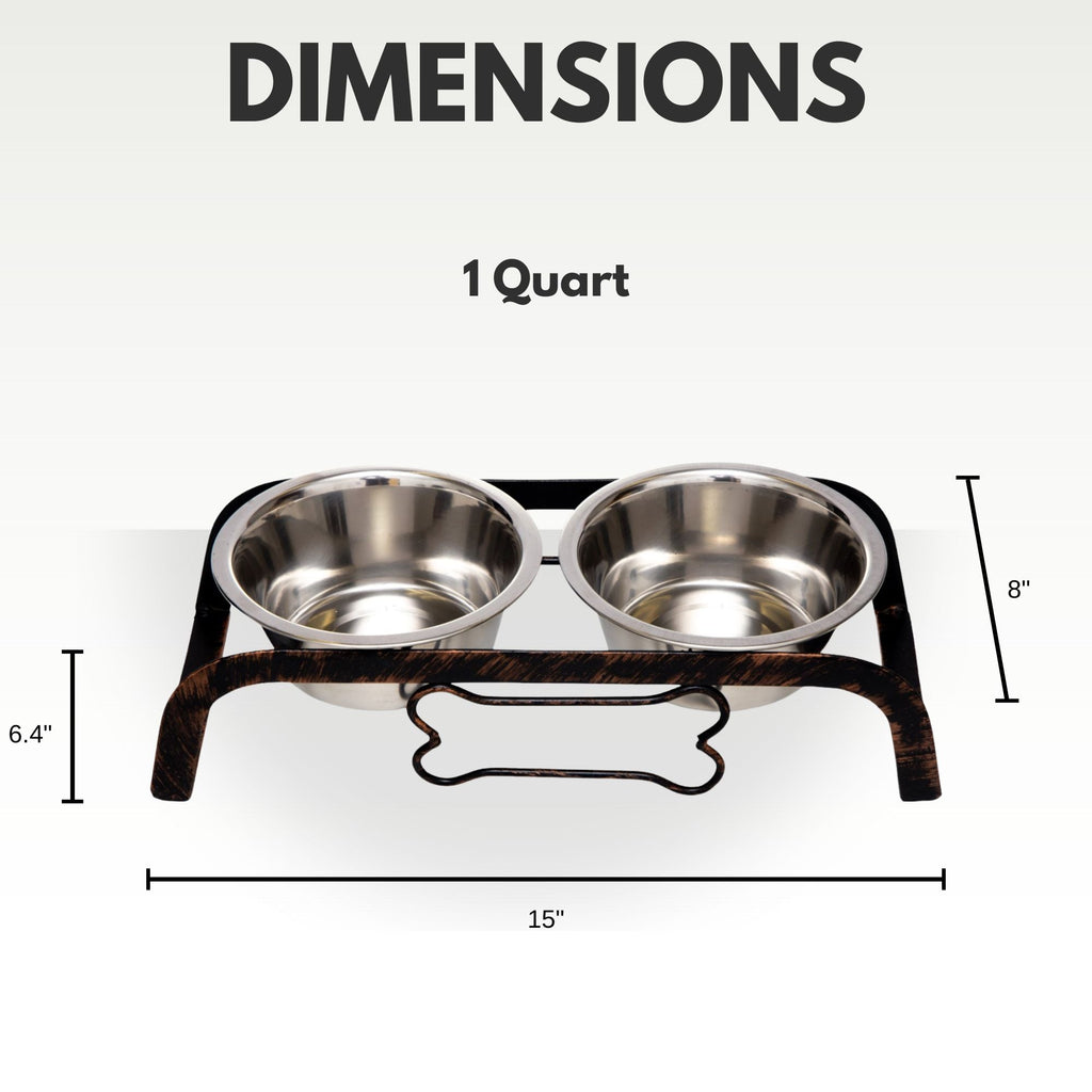Country Living Rustic Dog Bone Elevated Feeder with 2 Stainless Steel Bowls by American Pet Supplies