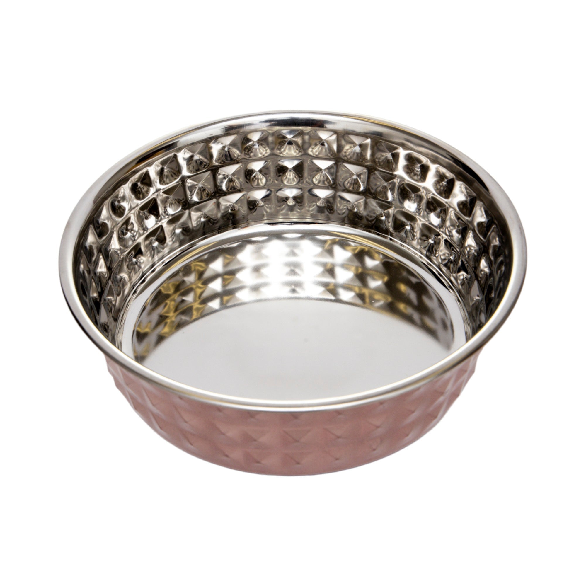 Country Living Set of 2 Hammered Stainless Steel Dog Bowls – Ideal for Extra Large Breeds – Rose Quartz/64oz by American Pet Supplies