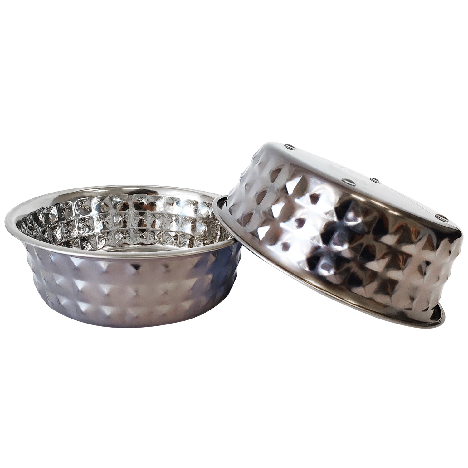 Country Living Set of 2 Hammered Stainless Steel Dog Bowls – Black Pearl by American Pet Supplies