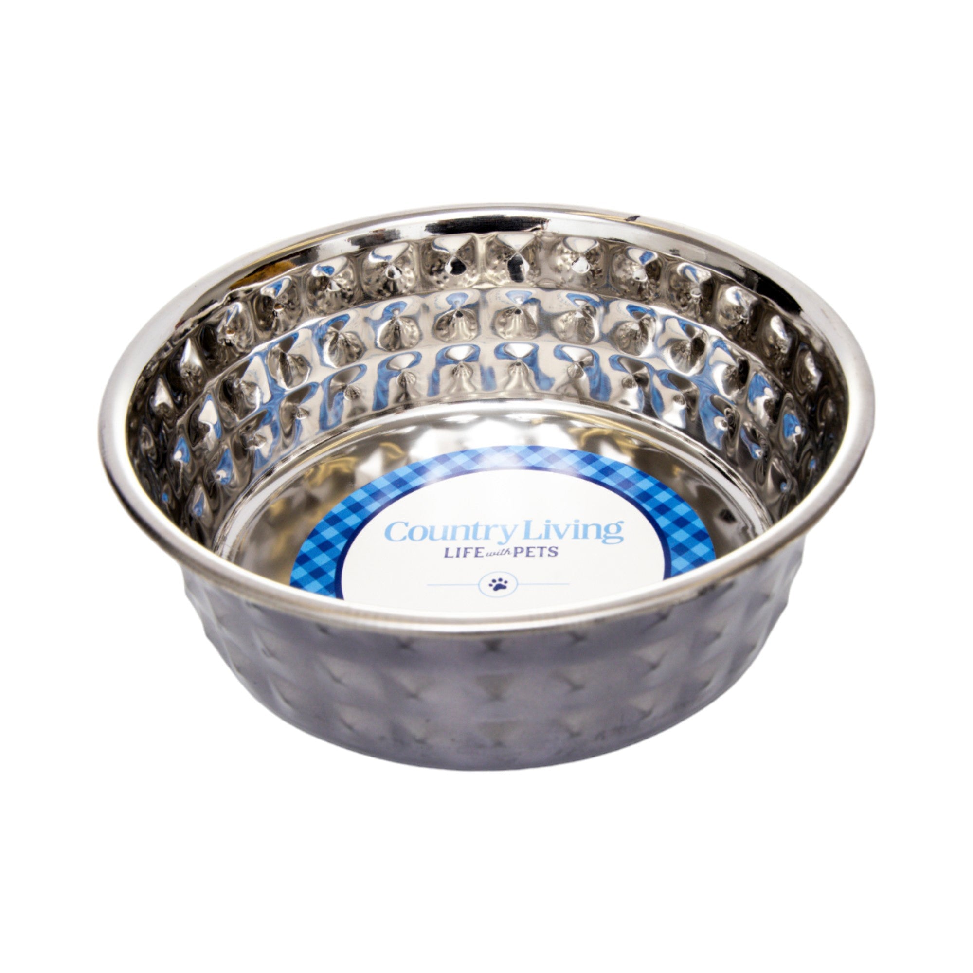 Country Living Set of 2 Hammered Stainless Steel Dog Bowls – Black Pearl by American Pet Supplies