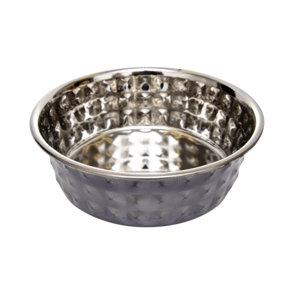 Country Living Set of 2 Hammered Stainless Steel Dog Bowls – Black Pearl by American Pet Supplies