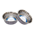 Country Living Set of 2 Hammered Stainless Steel Dog Bowls – Black Pearl by American Pet Supplies