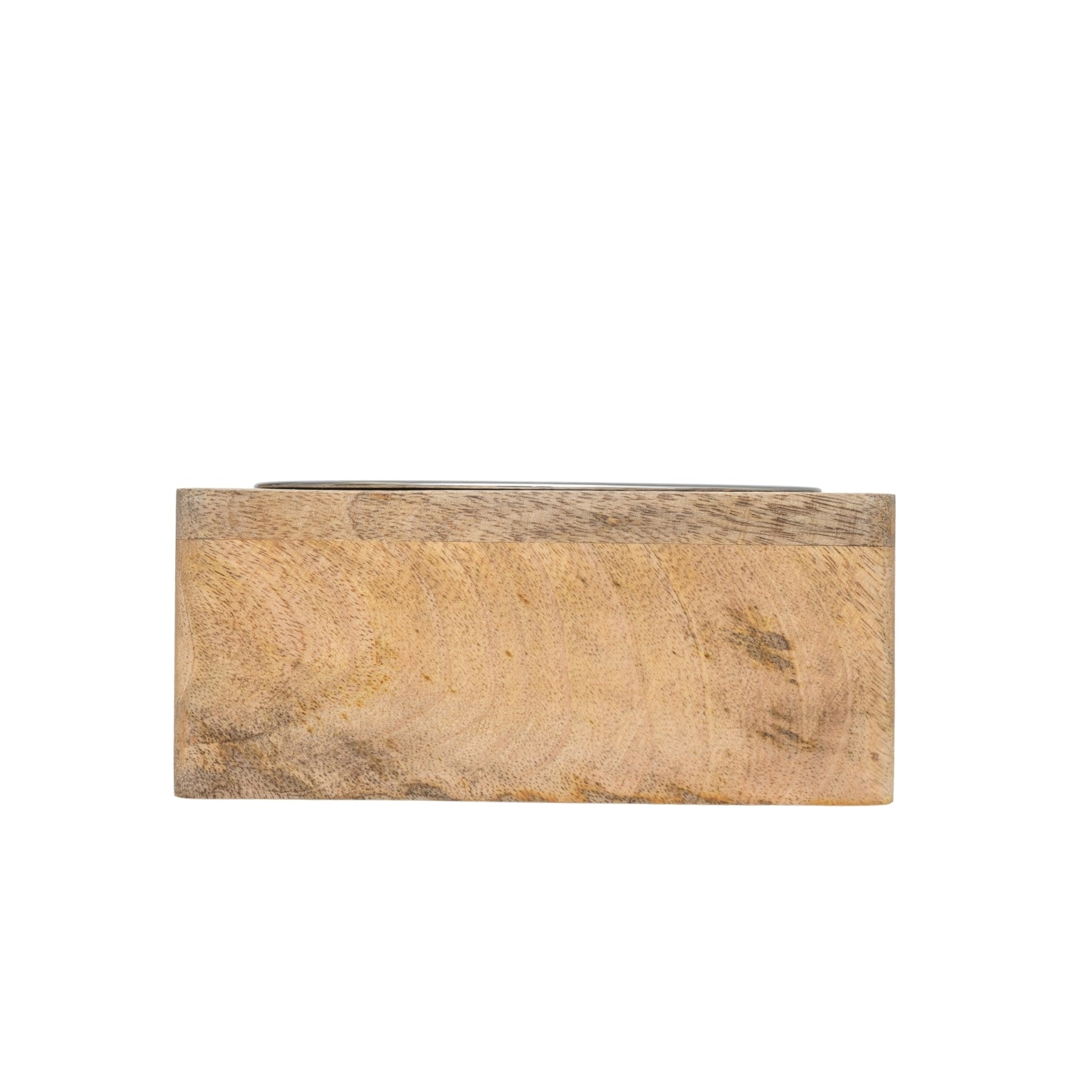 Country Living Elegant Stainless Steel Dog Bowl with Square Mango Wood Holder – 1 Quart by American Pet Supplies