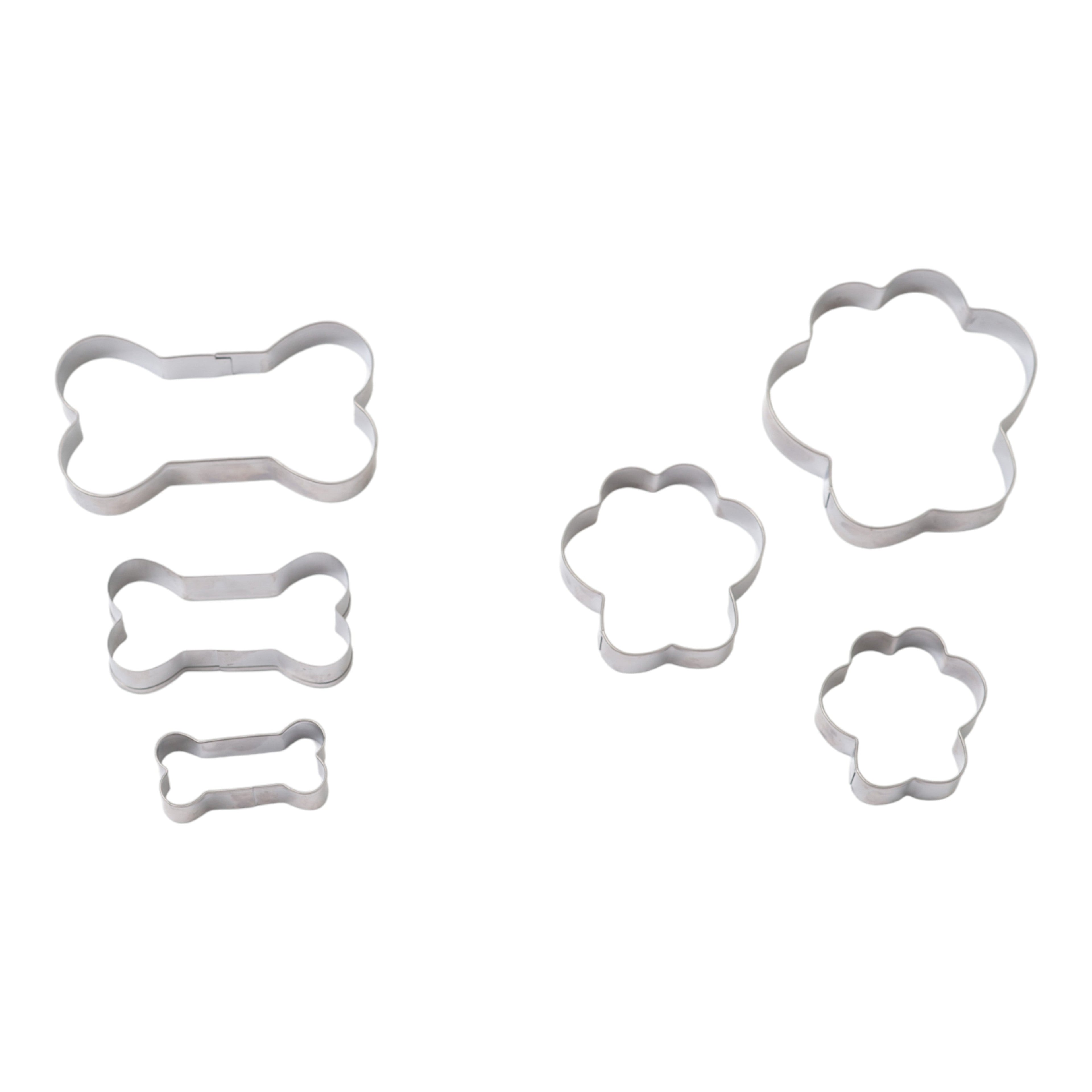 Country Living 6-Piece Stainless Steel Cookie Cutter Set (3 Paw-Shaped, 3 Bone-Shaped) by American Pet Supplies