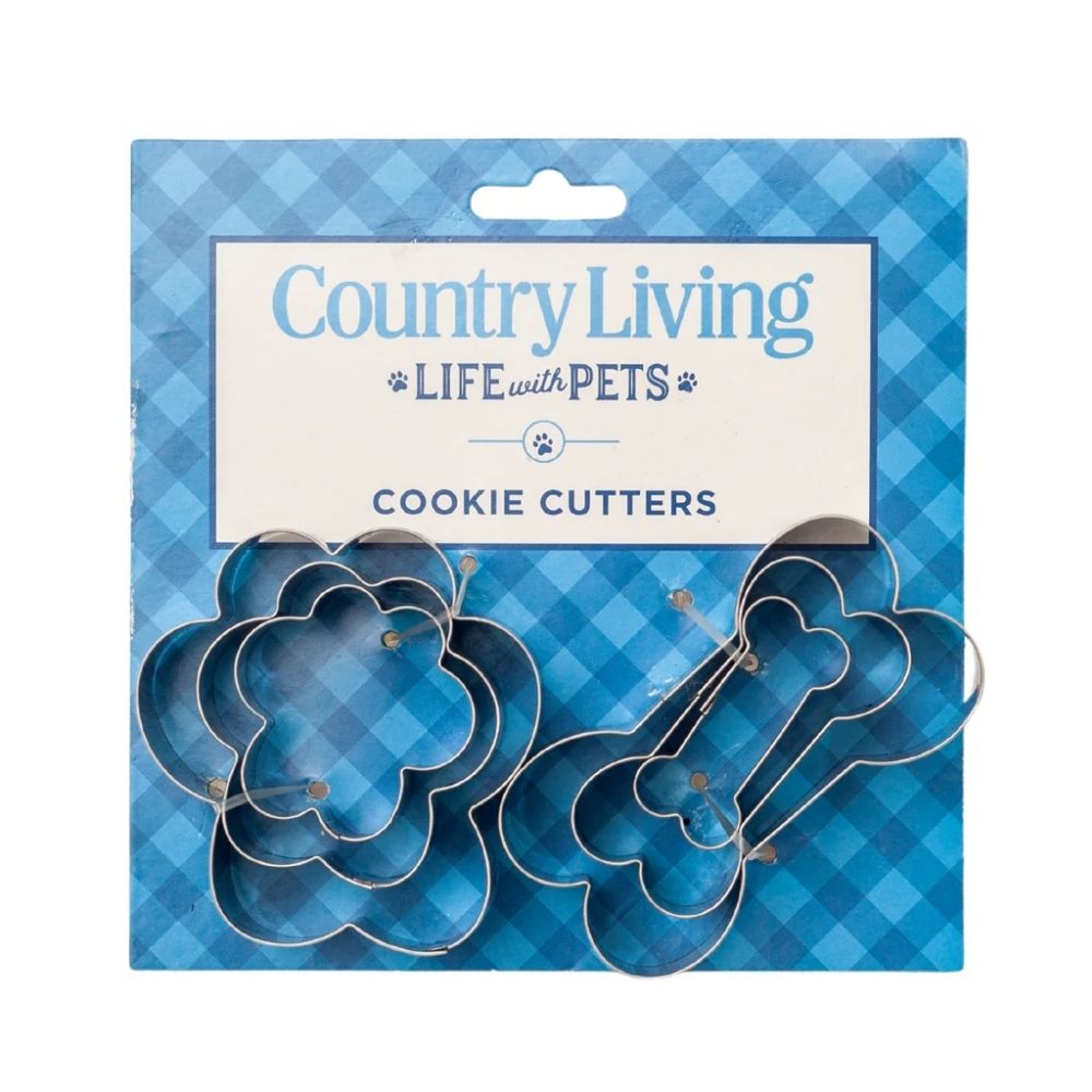 Country Living 6-Piece Stainless Steel Cookie Cutter Set (3 Paw-Shaped, 3 Bone-Shaped) by American Pet Supplies