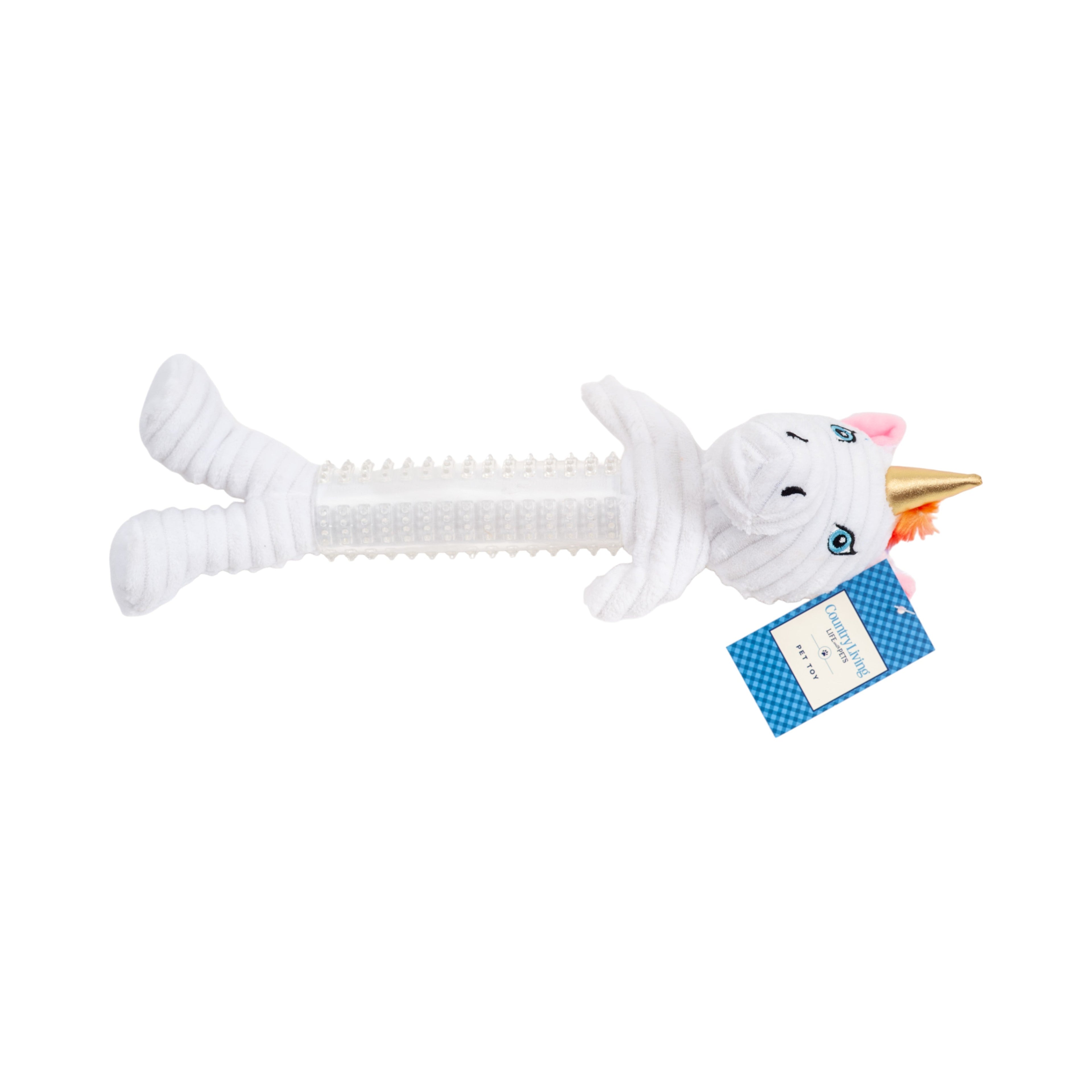 Country Living Thermoplastic Rubber Skinny Unicorn Corduroy Plush Dog Toy – with Squeaker & Crinkle Paper by American Pet Supplies