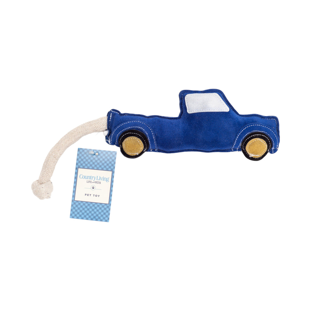 Country Living Faux Leather Blue Pickup Truck Dog Chew Toy, Durable, Safe and Non-Toxic by American Pet Supplies
