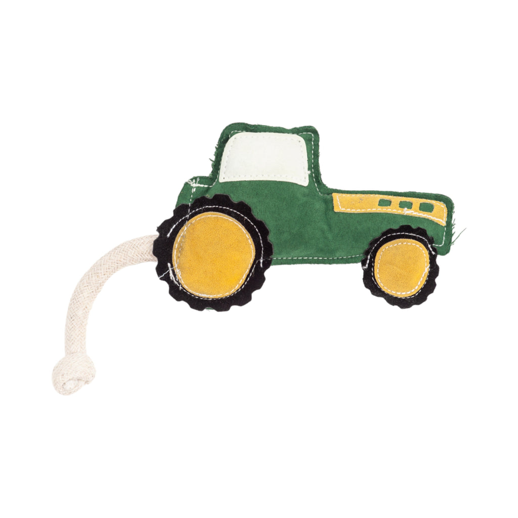 Country Living Faux Leather Green Tractor Dog Chew Toy, Durable, Safe and Non-Toxic by American Pet Supplies