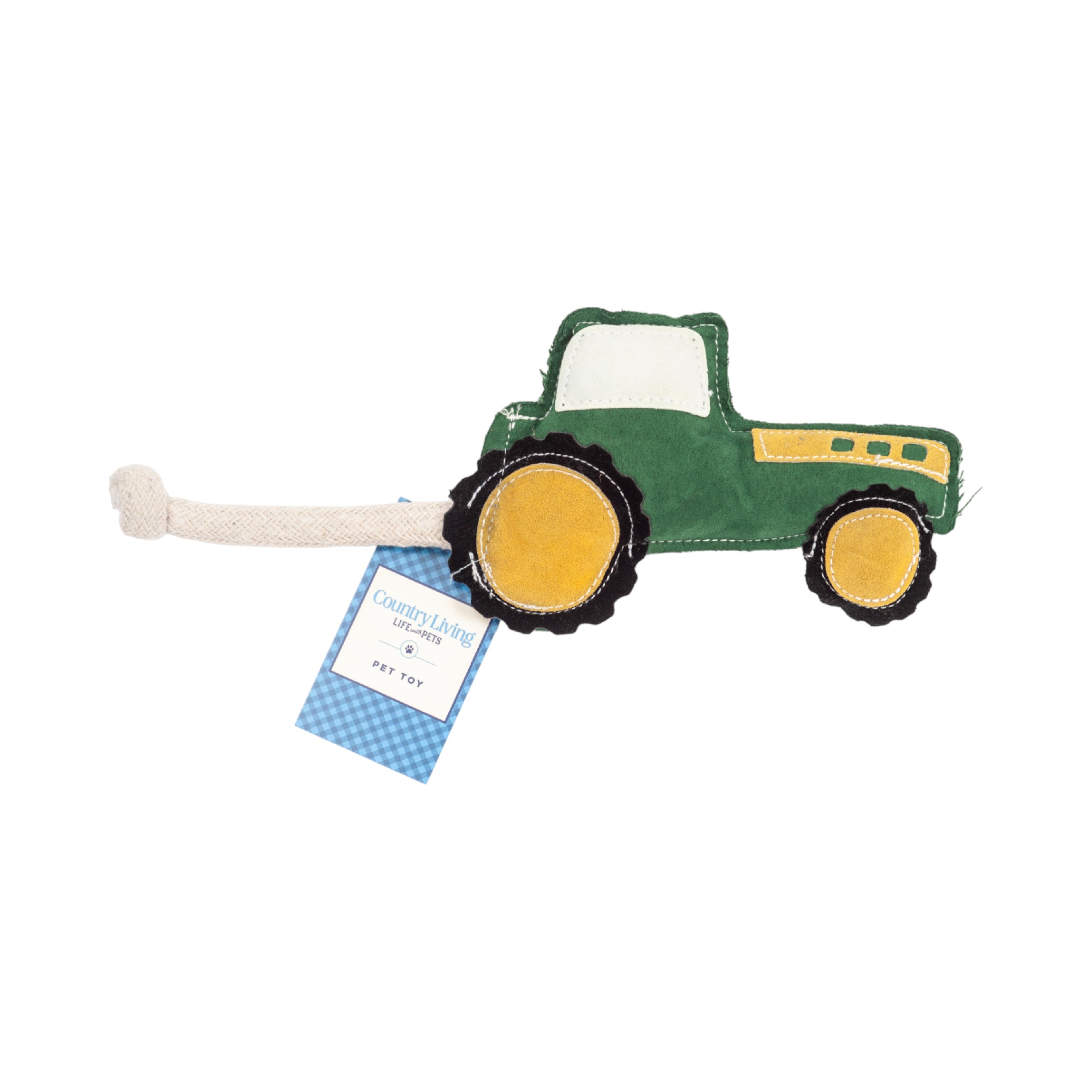 Country Living Faux Leather Green Tractor Dog Chew Toy, Durable, Safe and Non-Toxic by American Pet Supplies