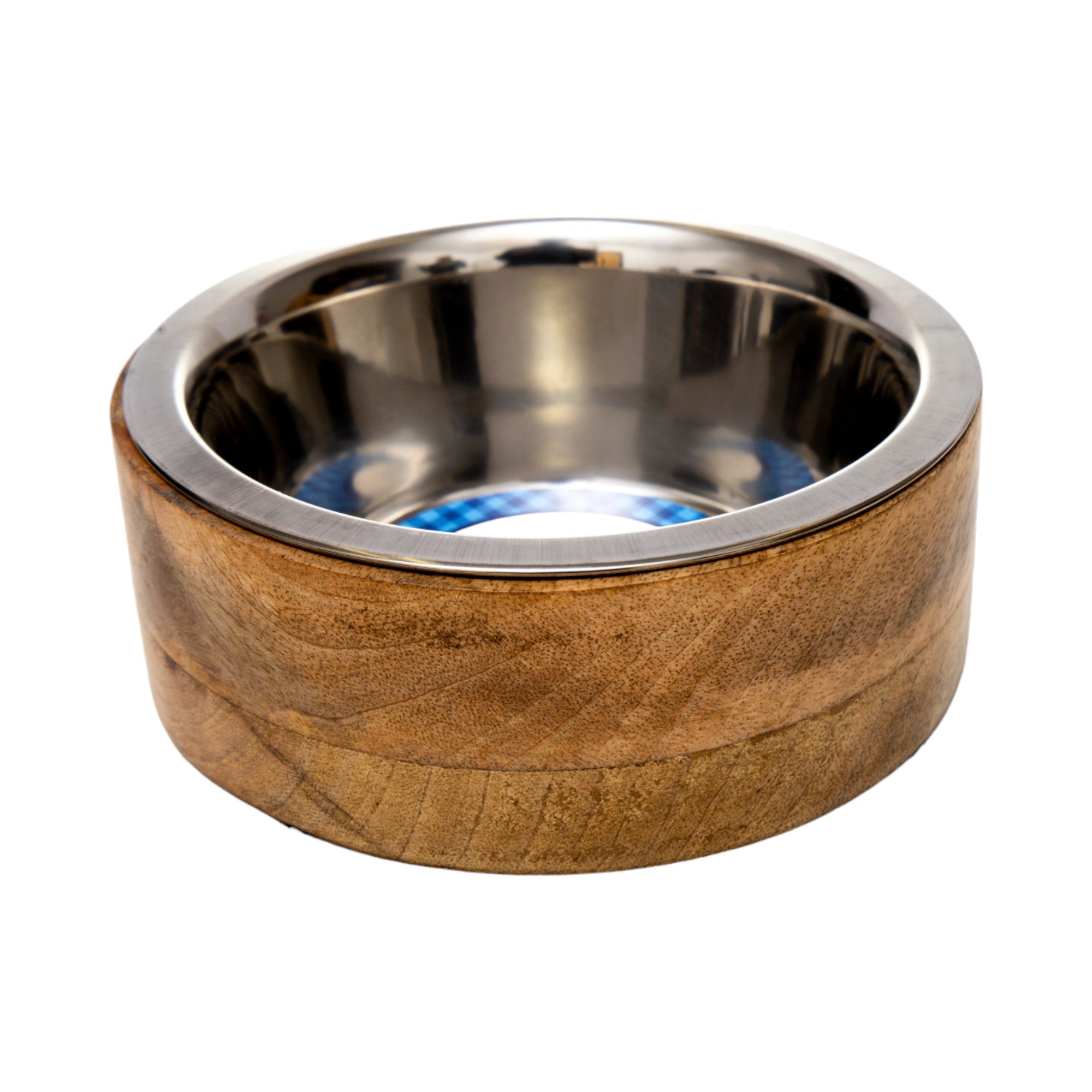 Country Living Stainless Steel Dog Bowl with Cylindrical Mango Wood Holder by American Pet Supplies