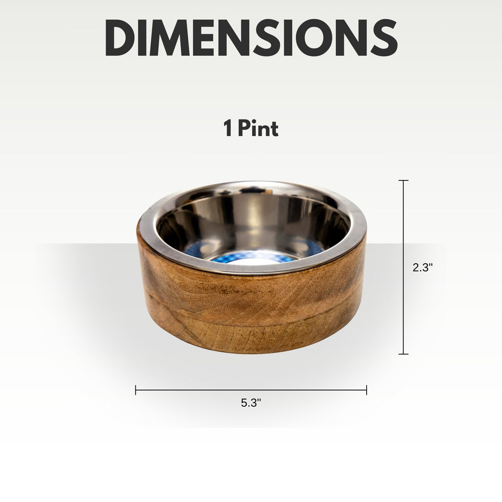 Country Living Stainless Steel Dog Bowl with Cylindrical Mango Wood Holder by American Pet Supplies