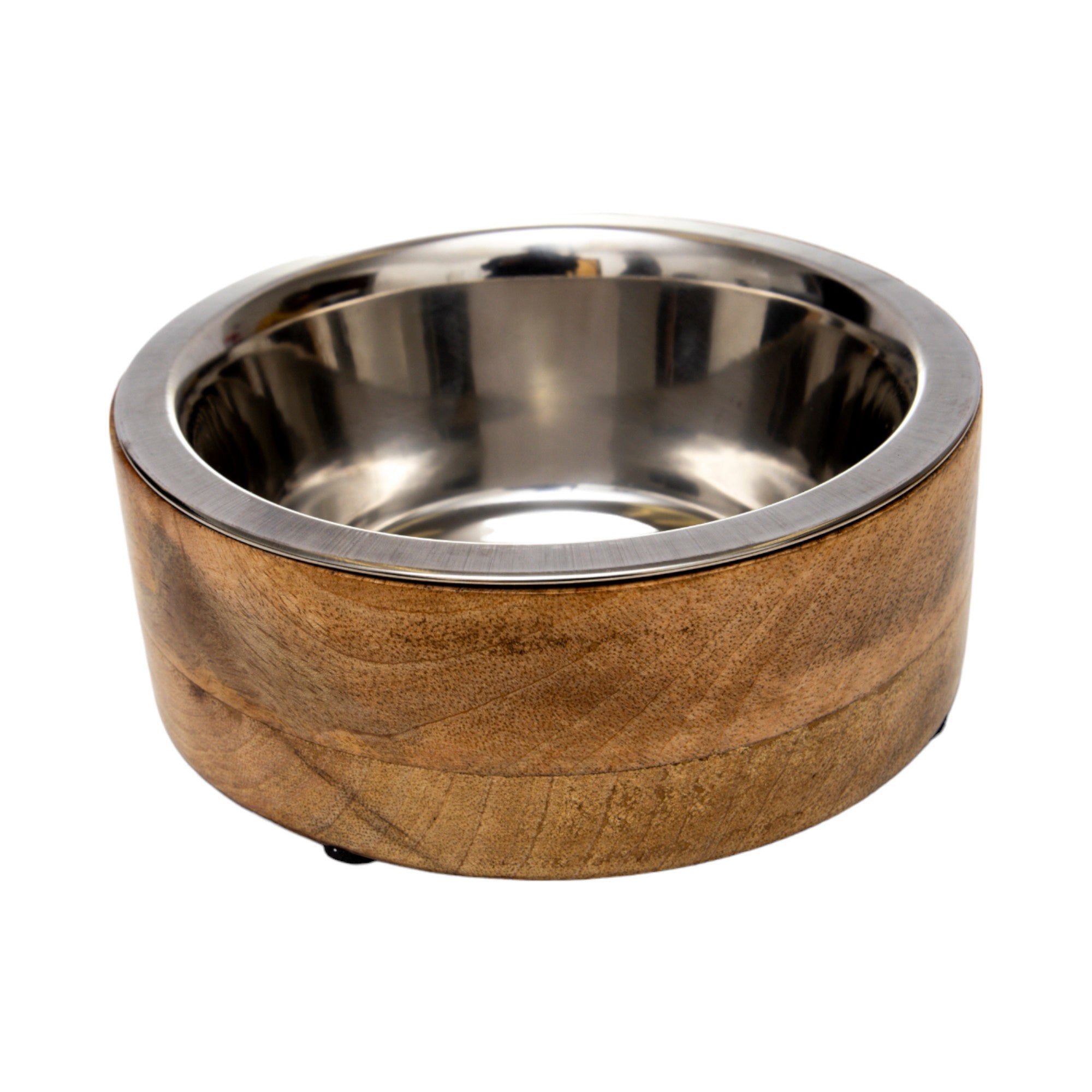 Country Living Stainless Steel Dog Bowl with Cylindrical Mango Wood Holder by American Pet Supplies