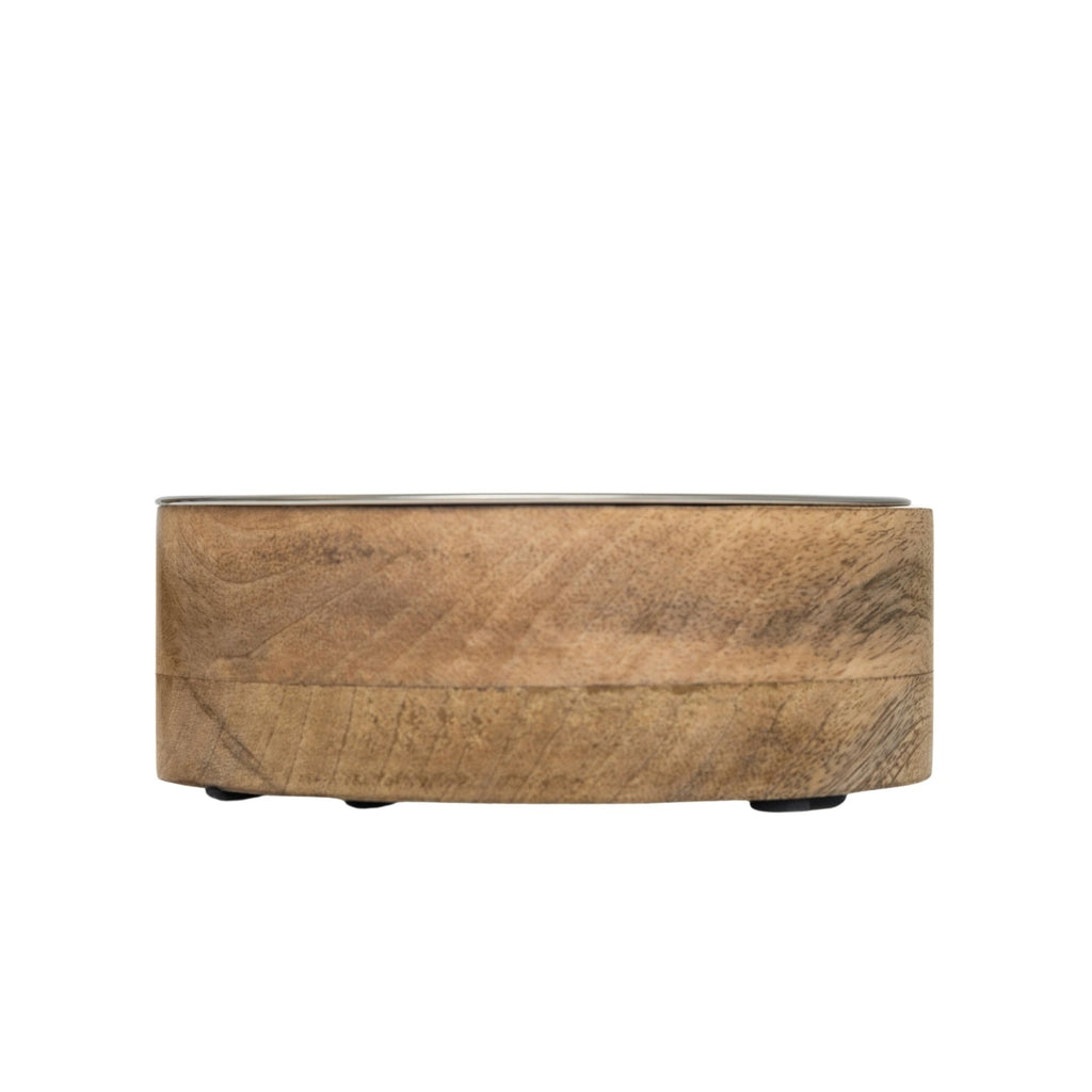 Country Living Stainless Steel Dog Bowl with Cylindrical Mango Wood Holder by American Pet Supplies
