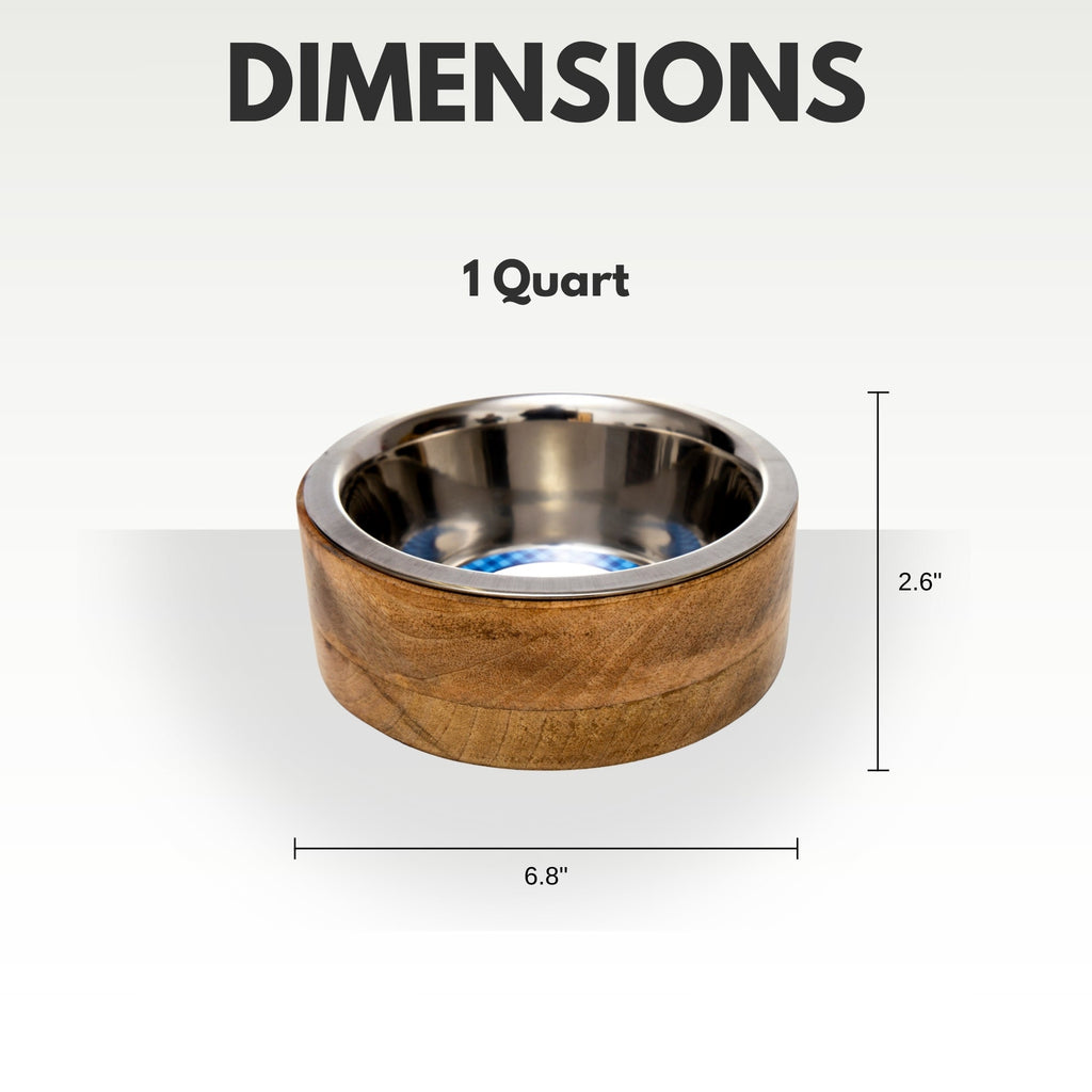 Country Living Stainless Steel Dog Bowl with Cylindrical Mango Wood Holder by American Pet Supplies