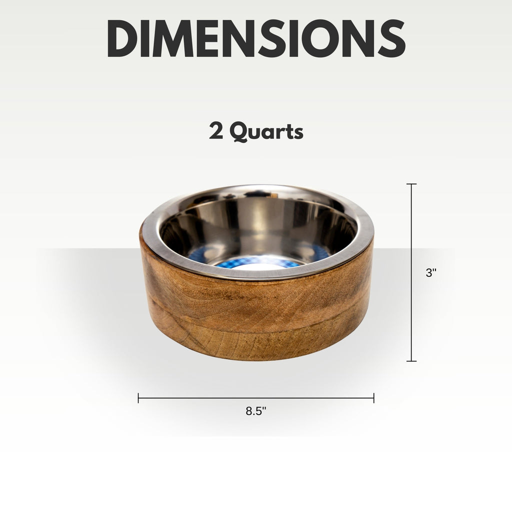 Country Living Stainless Steel Dog Bowl with Cylindrical Mango Wood Holder by American Pet Supplies