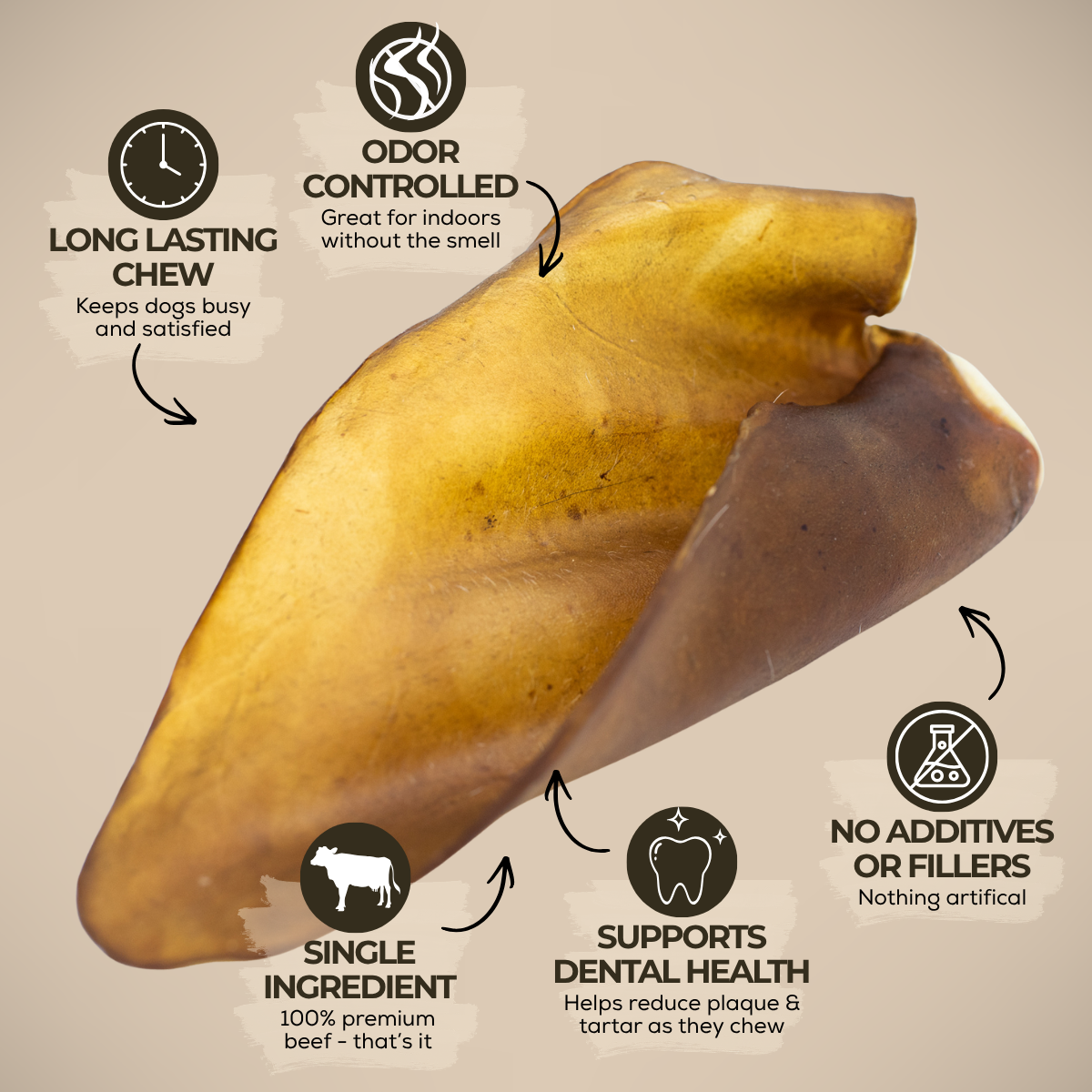 Natural Cow Ear by Bully Bunches