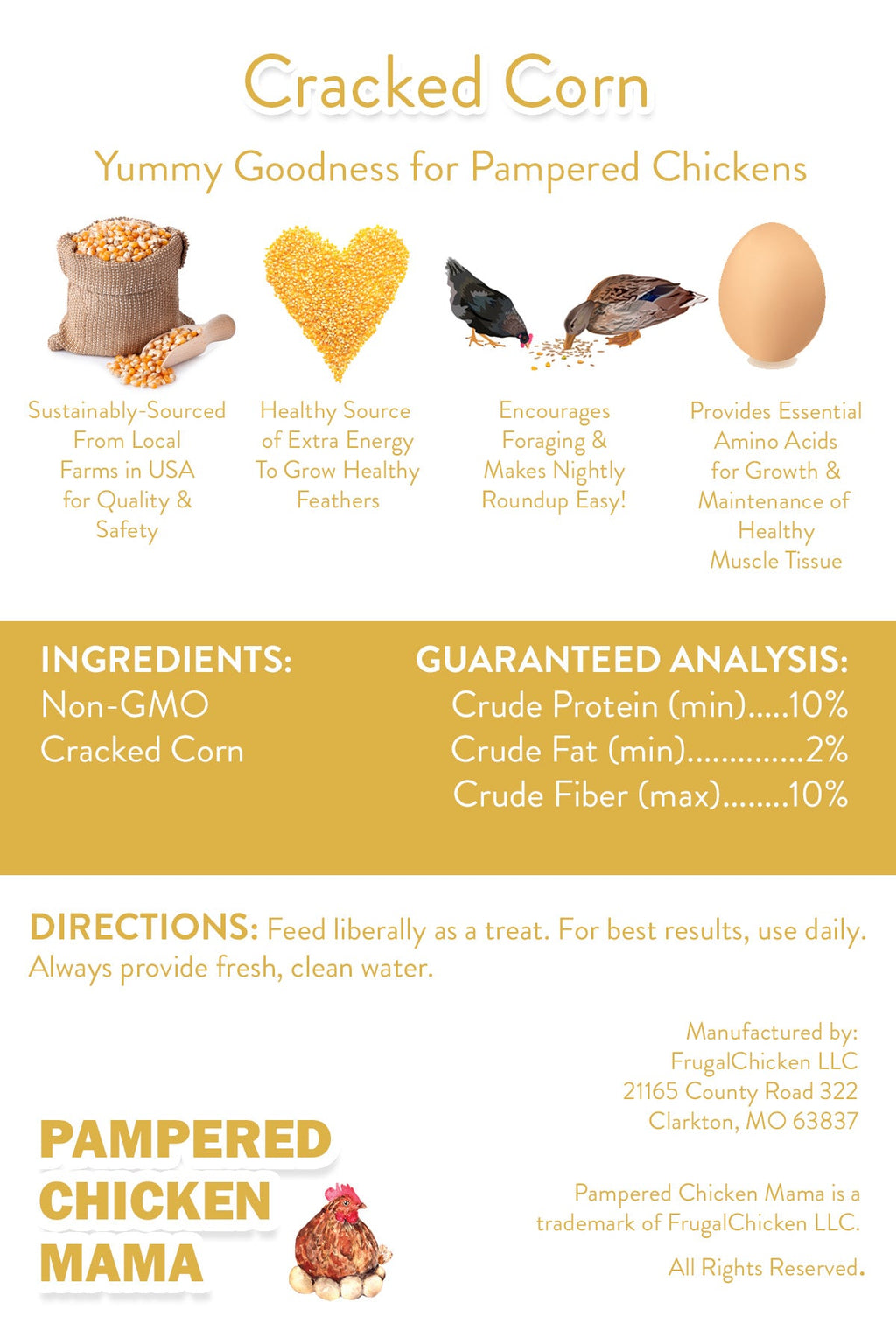 Premium Cracked Corn - Grown in Missouri for Pet Chickens by Dahlia Pets