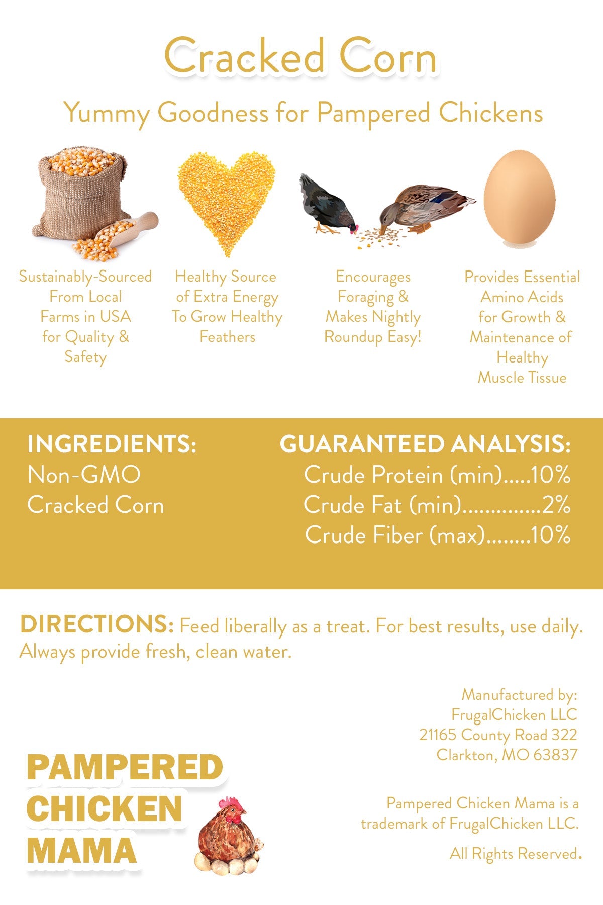 Premium Cracked Corn - Grown in Missouri for Pet Chickens by Dahlia Pets