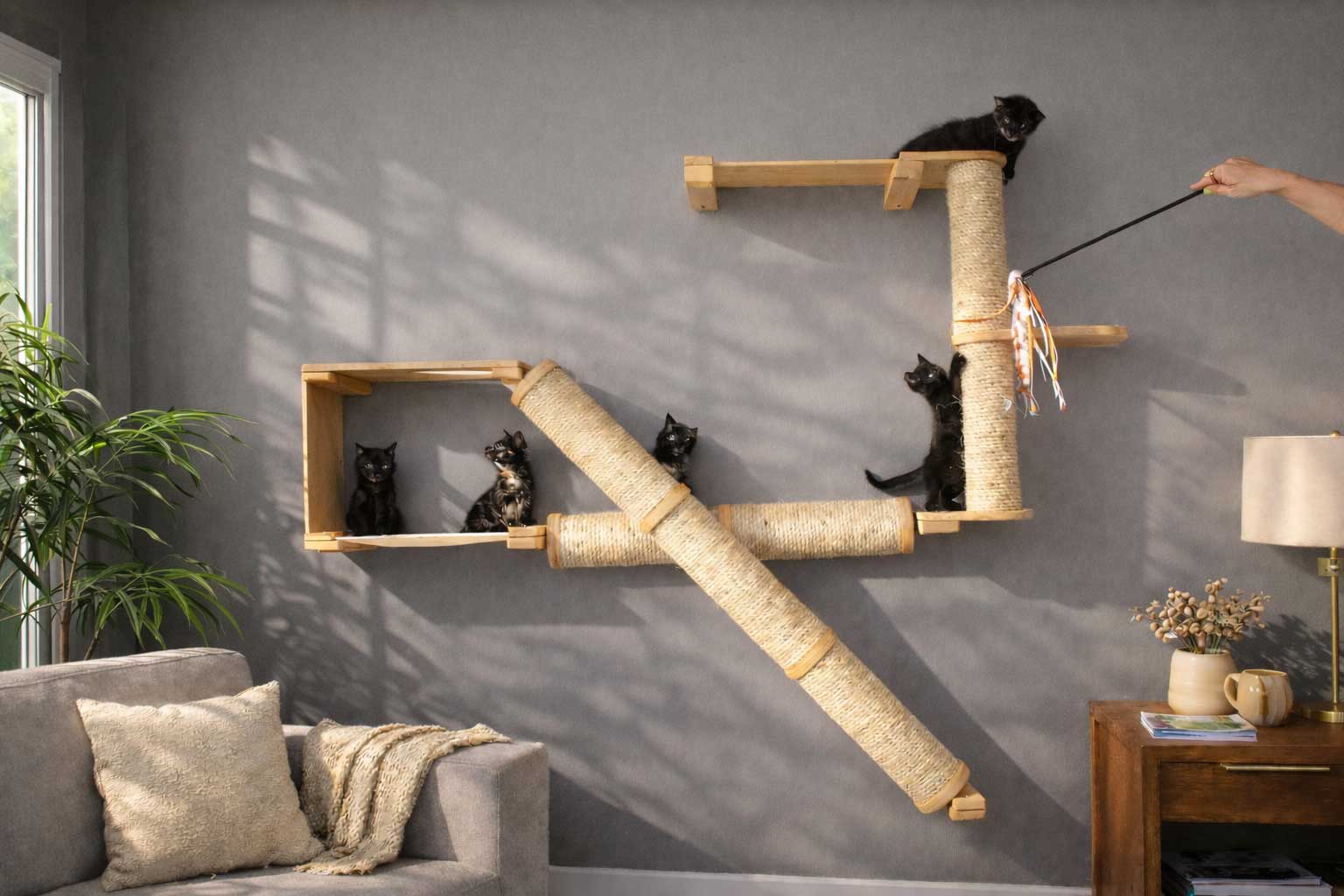 The Crossroads - Cat Wall Scratcher - Tree with Ramp by Catastrophic Creations
