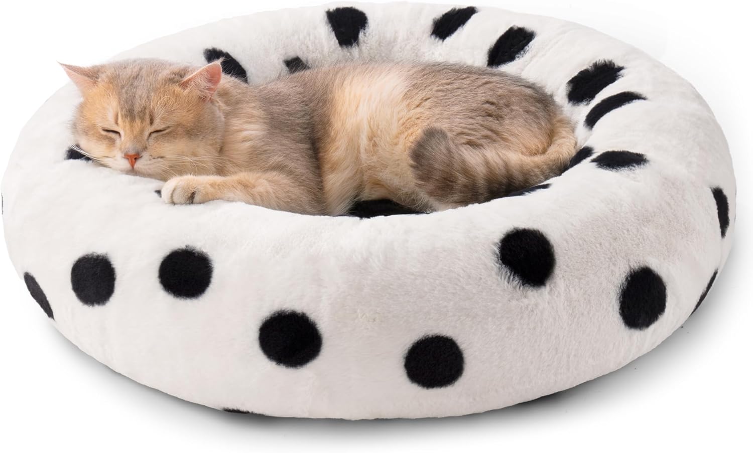 Donut Cat Bed for Indoor Cats - 23 Inch Round Washable with Non-Slip Bottom by VetsPetStore