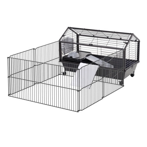 Small Animal Play Fence Cage With Rolling Casters, Water Bottle by Love My Pet