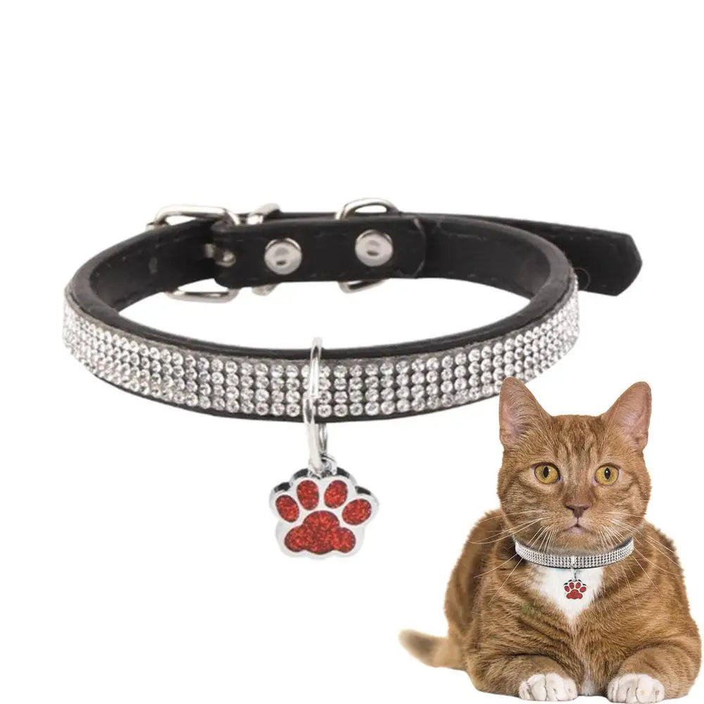 Sparkling Pet Collars With Paw Print Tag by Love My Pet