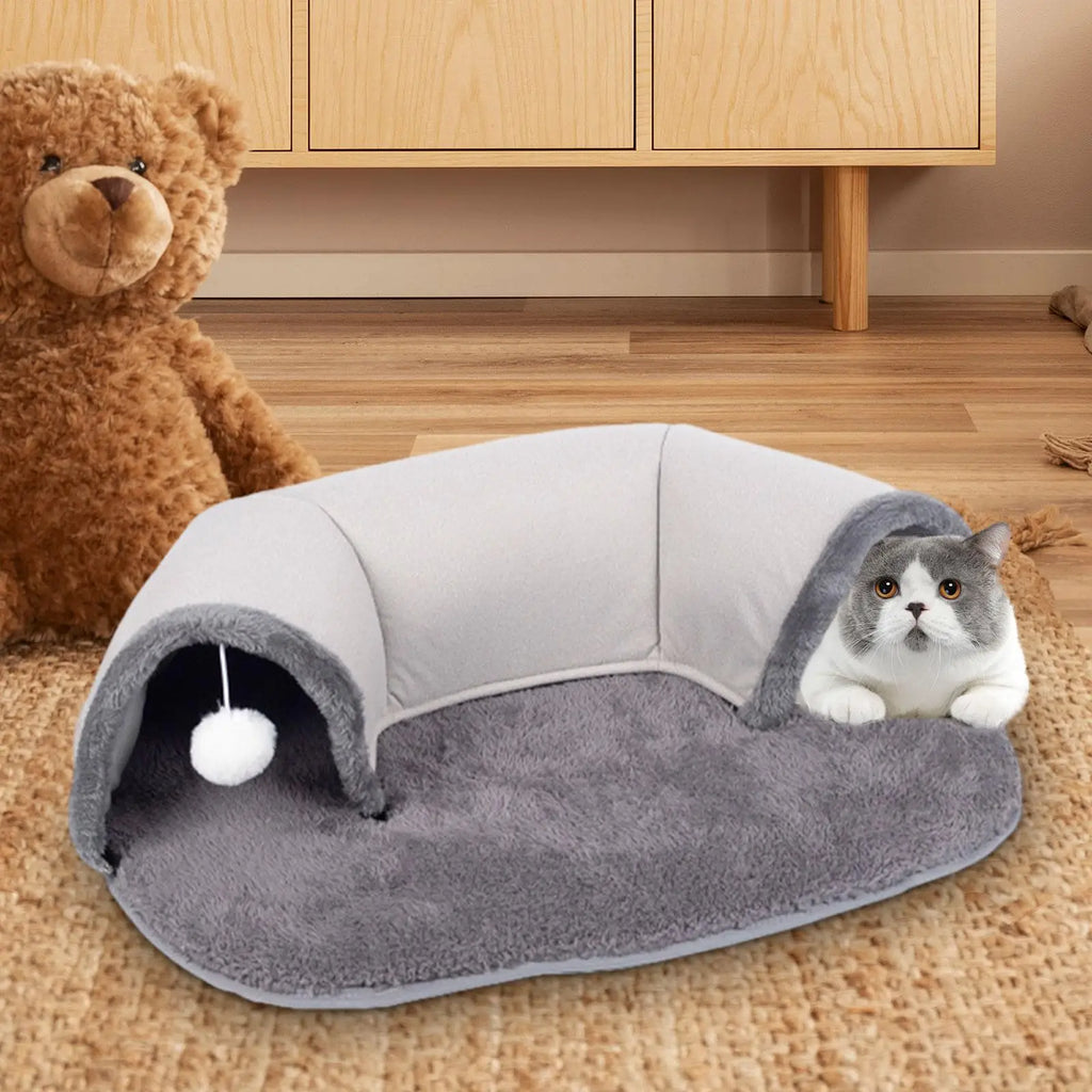 Cat Tunnel and Bed, Washable Soft Anti Slip Bottom