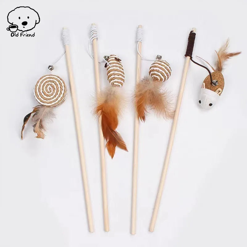 Wooden Handmade Cat Feather Toy by Love My Pet