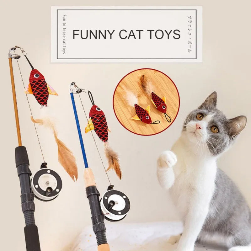Telescopic Fishing Rod Cat Teaser Toys by Love My Pet