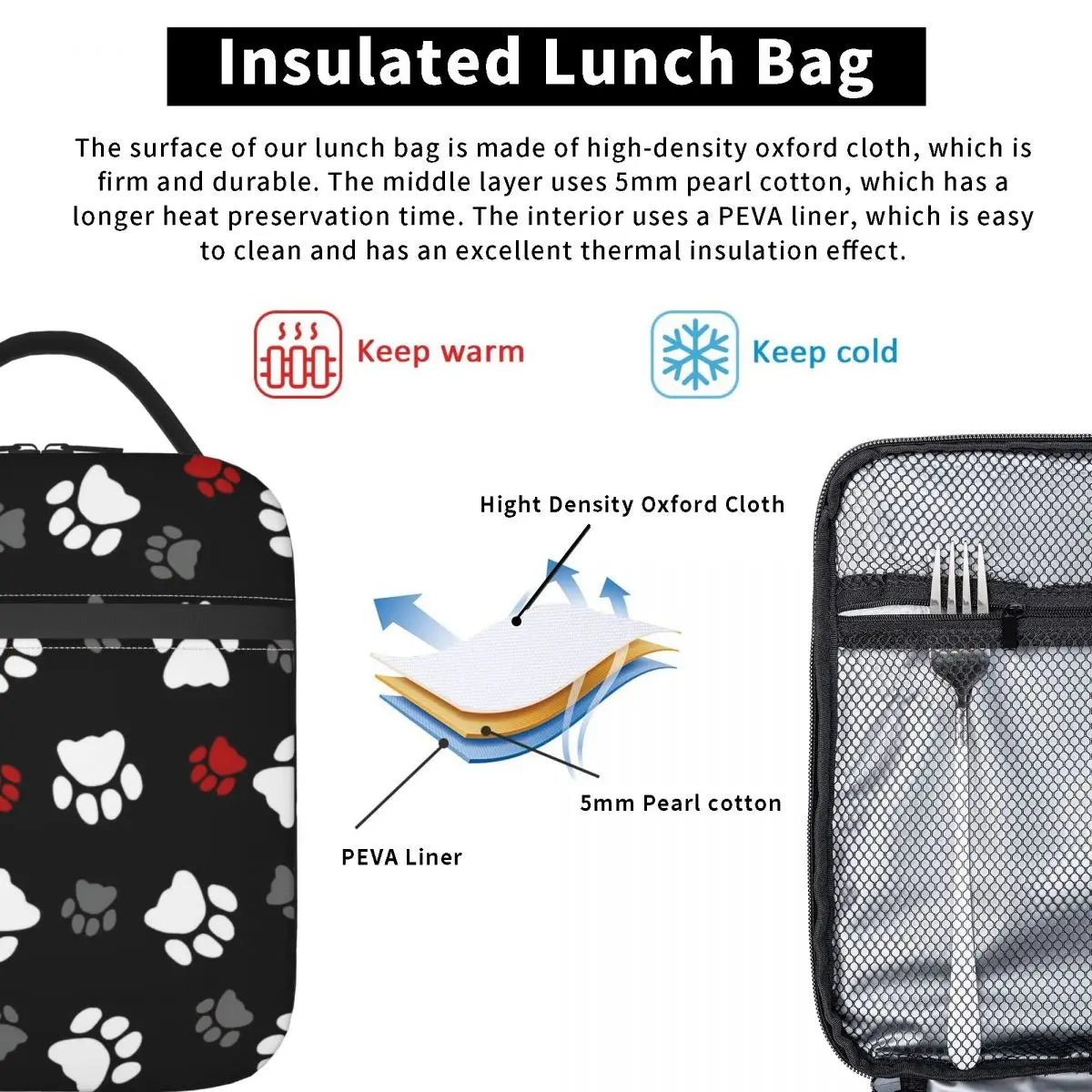 Cute Paw Insulated Lunch Bag by Love My Pet