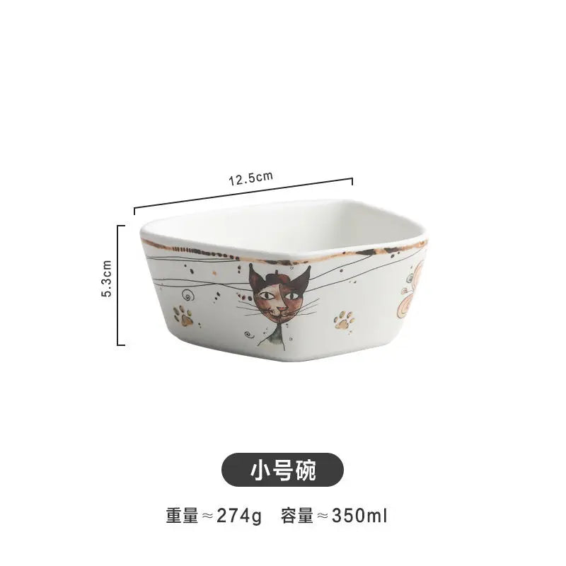Cute Cartoon Cat Ceramic Tableware
